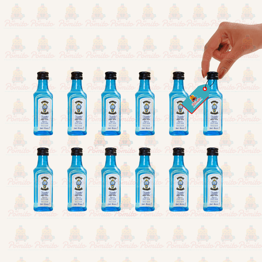 (12 Piezas) Mini Ginebra Bombay Sapphire 50 ml.