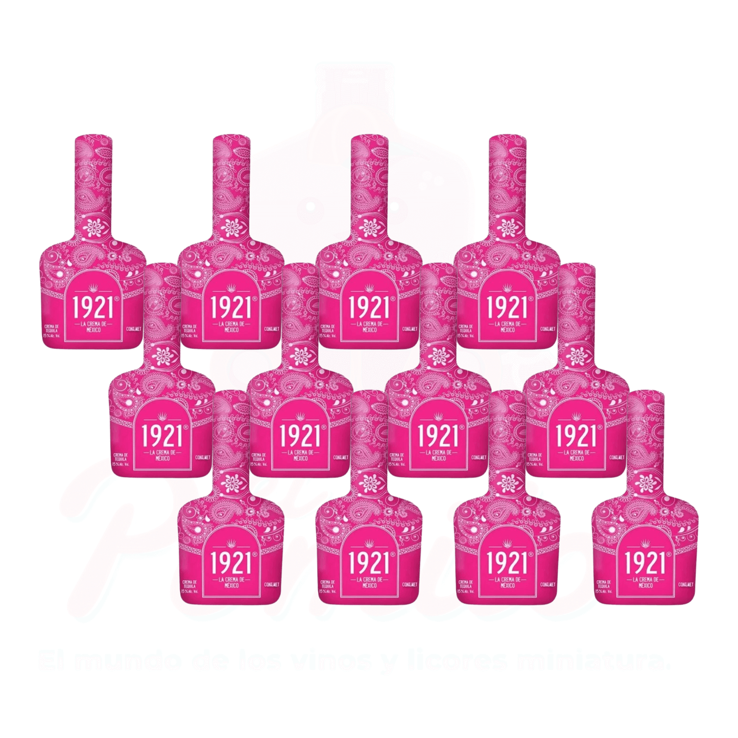 (12 piezas) Mini Crema de Tequila 1921 Rosa 50ml.