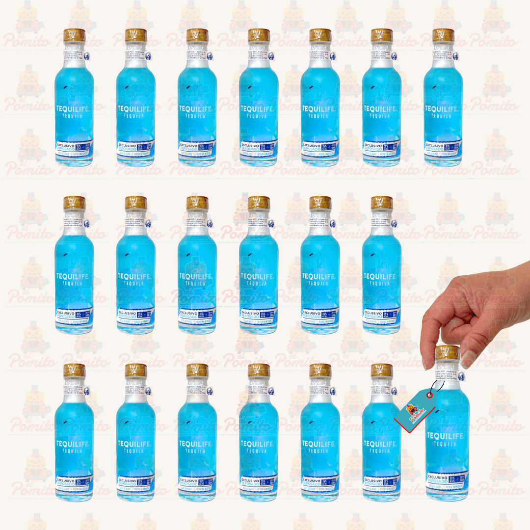 (20 piezas) Mini Tequila Tequilife Reposado/Azul 50ml