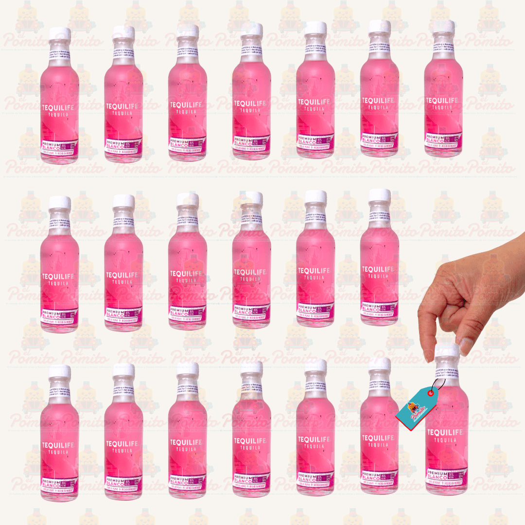 (20 piezas) Mini Tequila Tequilife Blanco/Rosa 50 ml.