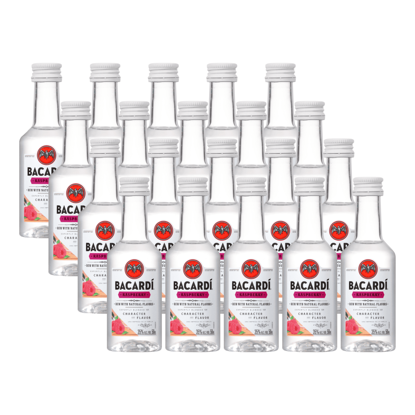 (20 Piezas) Mini Ron Bacardi Raspberry 50 ml.