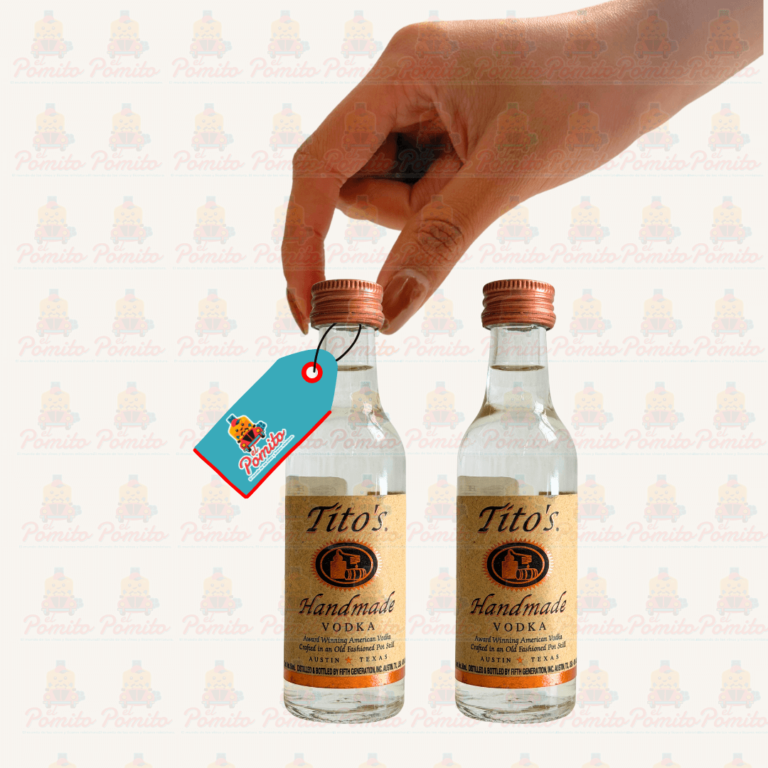 2 Mini Vodka Tito's Handmade 50 ml. Botella de Vidrio
