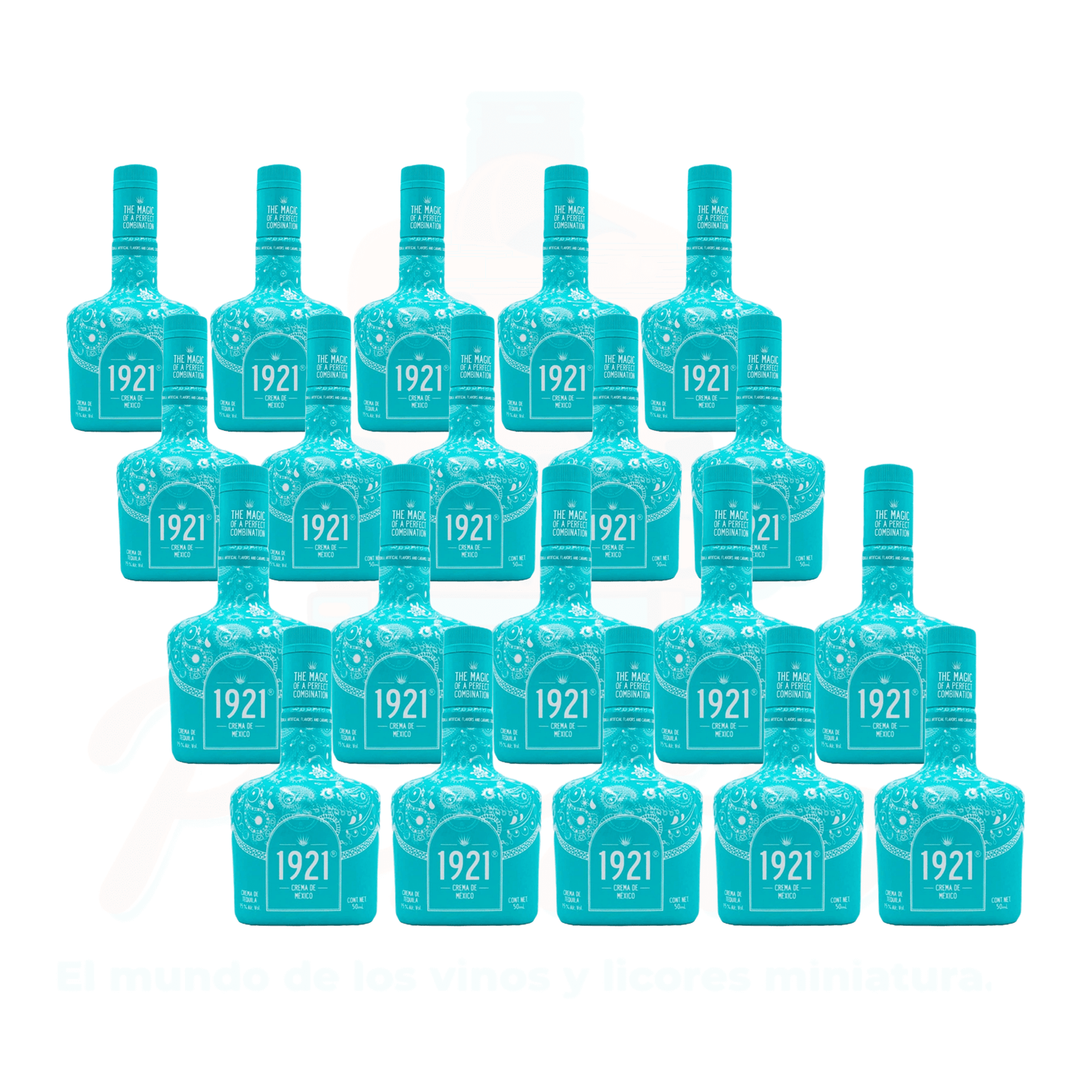 (20 Piezas) Mini Crema de Tequila 1921 Verde 50ml.