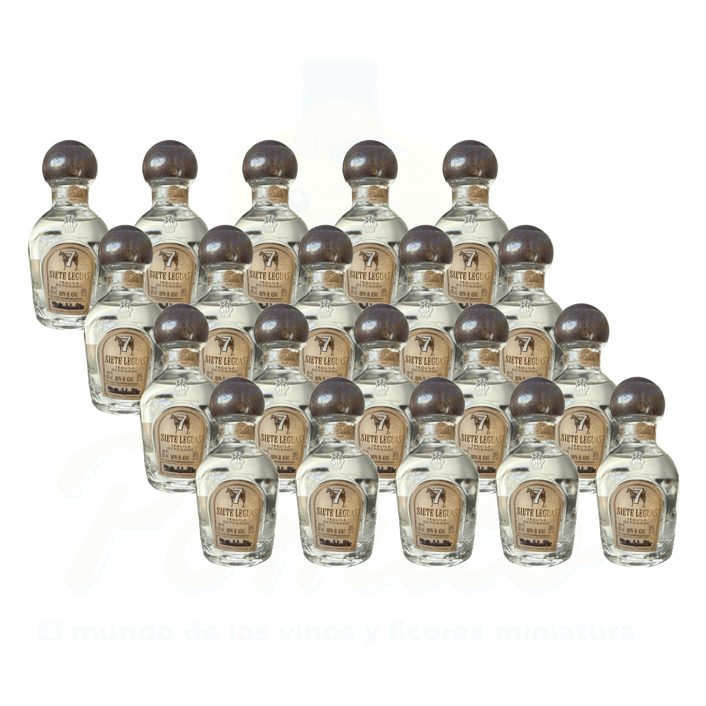 (20 piezas) Mini Tequila Siete Leguas Reposado 50 ml.