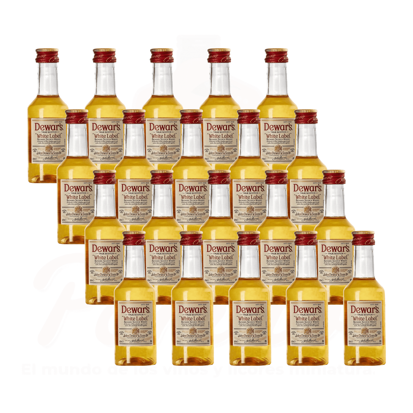 (20 piezas) Mini Whisky Dewars White Label 50 ml.