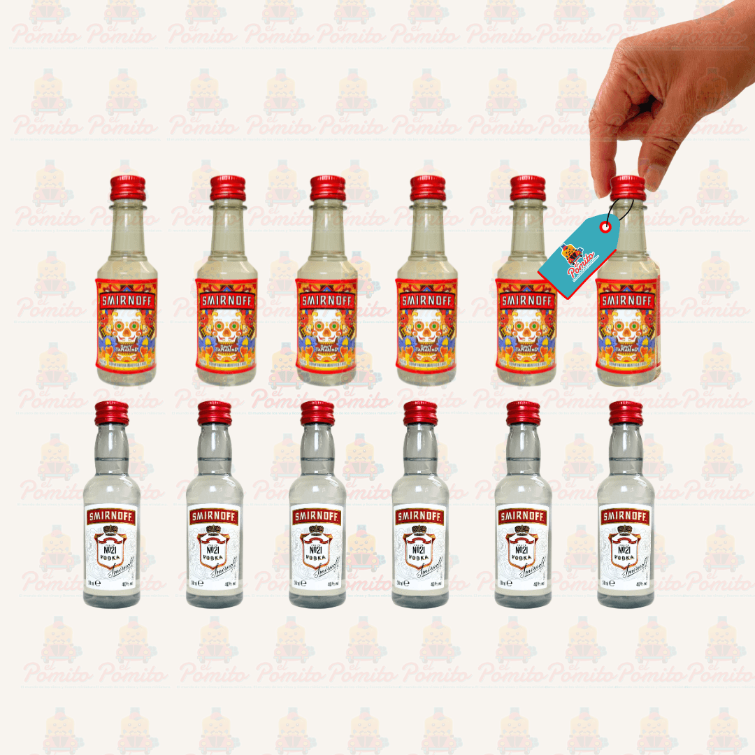 (12 piezas) Mini Smirnoff Natural y Tamarindo 50 ml.