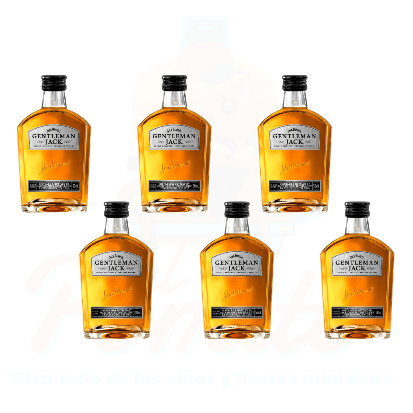 (6 Piezas) Mini Whisky Jack Daniels Gentleman 50 ml.