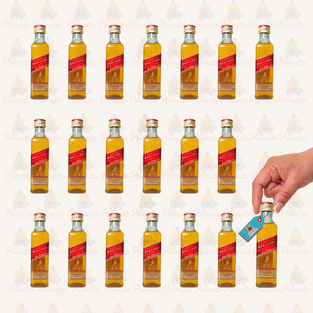 (20 Piezas) Mini Whisky Red Label 50 ml.
