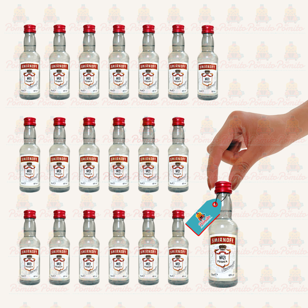 (20 Piezas) Mini Vodka Smirnoff 50 ml.