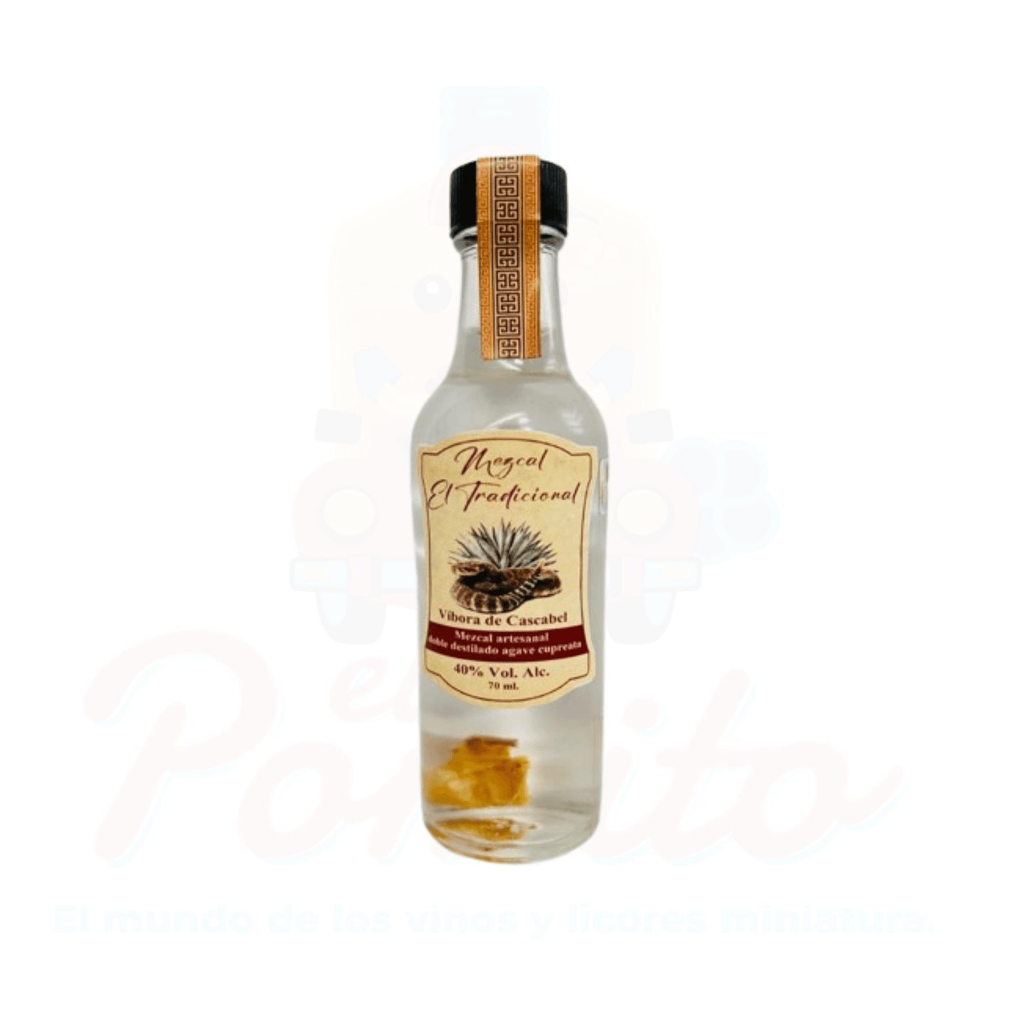 Mini Mezcal El Tradicional Víbora de Cascabel 50ml.