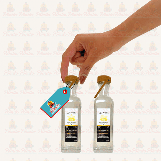 2 Mini Mezcal Artesanal Tres Piletas Joven 60 ml.