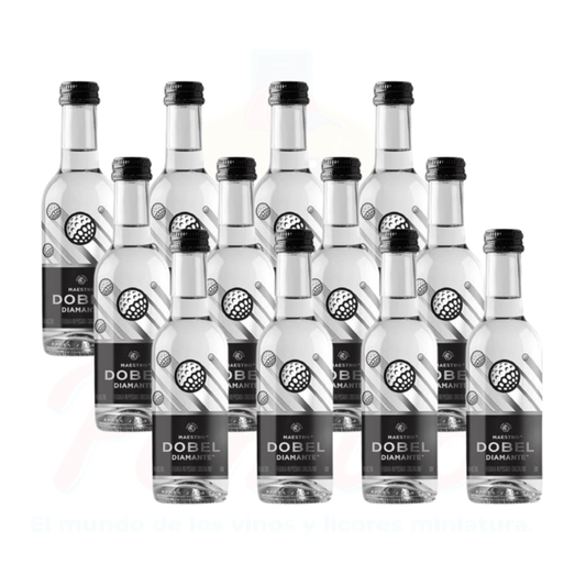 (12 Piezas) Mini Maestro Dobel Diamante Tequila Cristalino 50 ml.