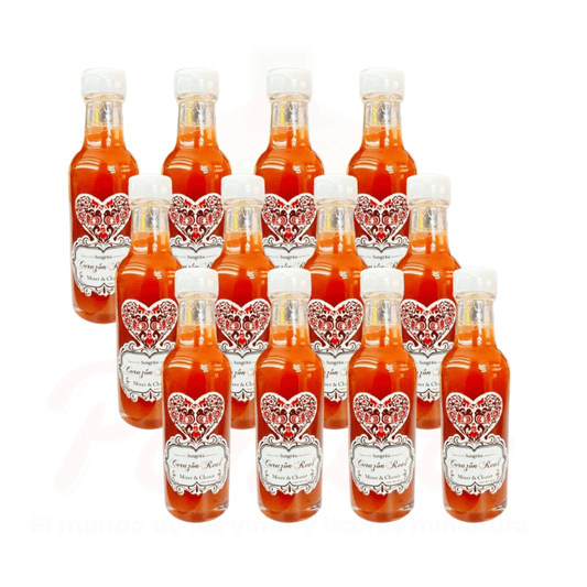 (12 Piezas) Mini Sangrita Corazón Real 50 ml.