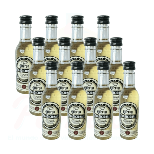 (12 Piezas) Mini Tequila Jose Cuervo Tradicional Reposado 50 ml.