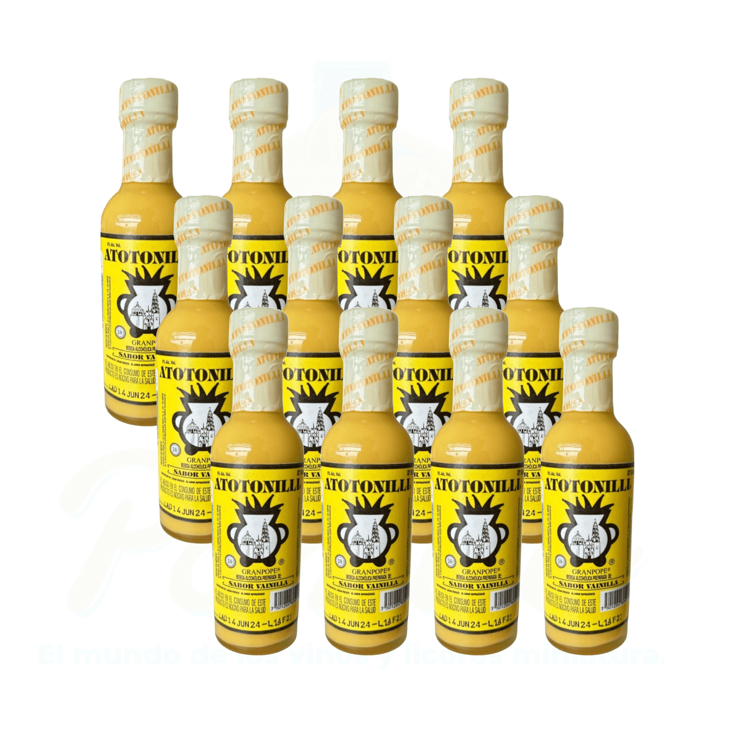 (12 Piezas) Mini Rompope Atotonilli Sabor Vainilla 50 ml.