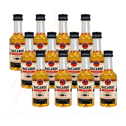 (12 piezas) Mini Ron Bacardi Spiced 50 ml.