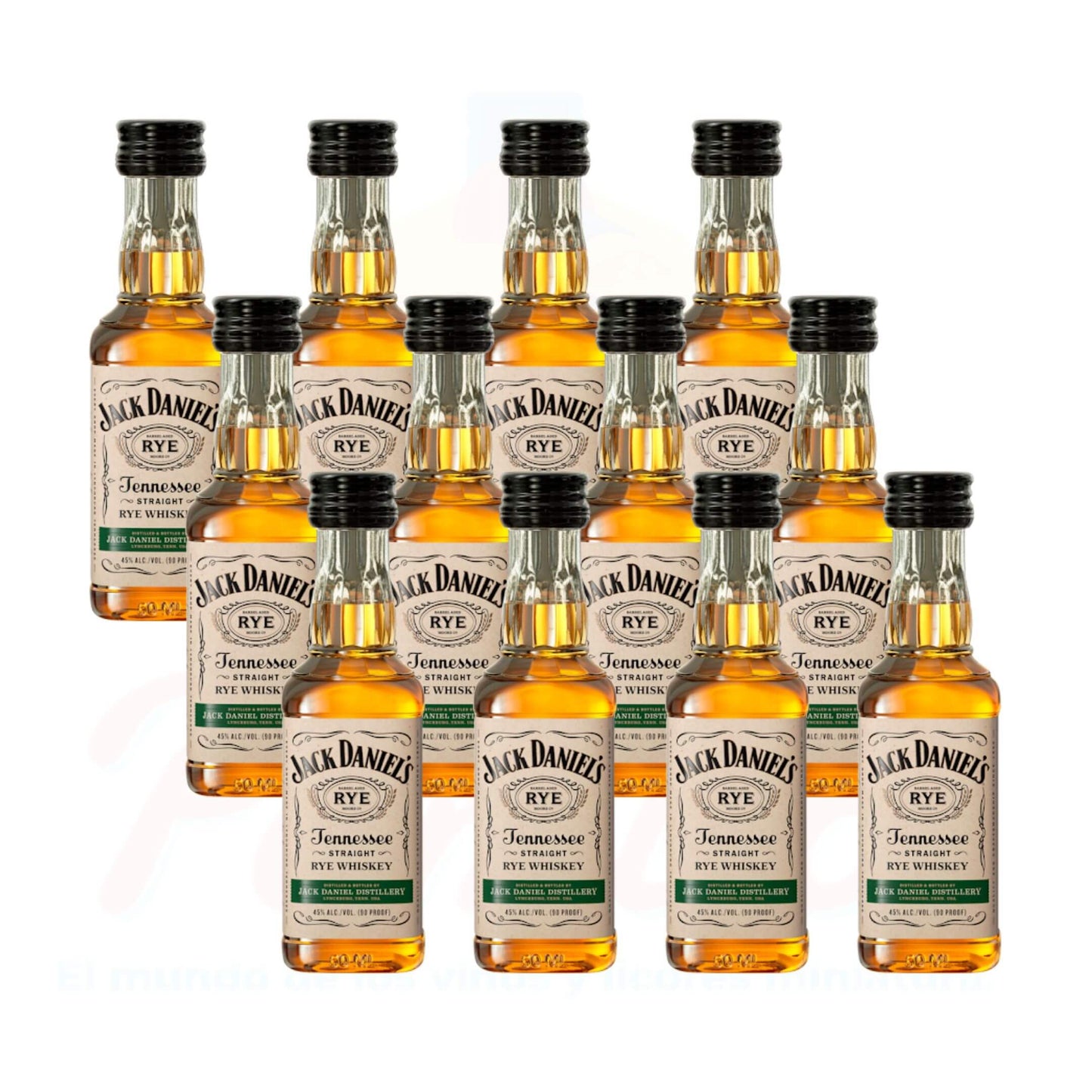 (12 piezas) Mini Whisky Jack Daniels Rye 50 ml.