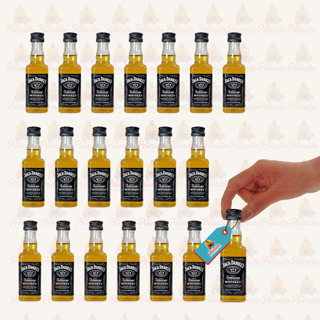 (20 Piezas) Mini Whisky Jack Daniels 50 ml. Botella de Plástico