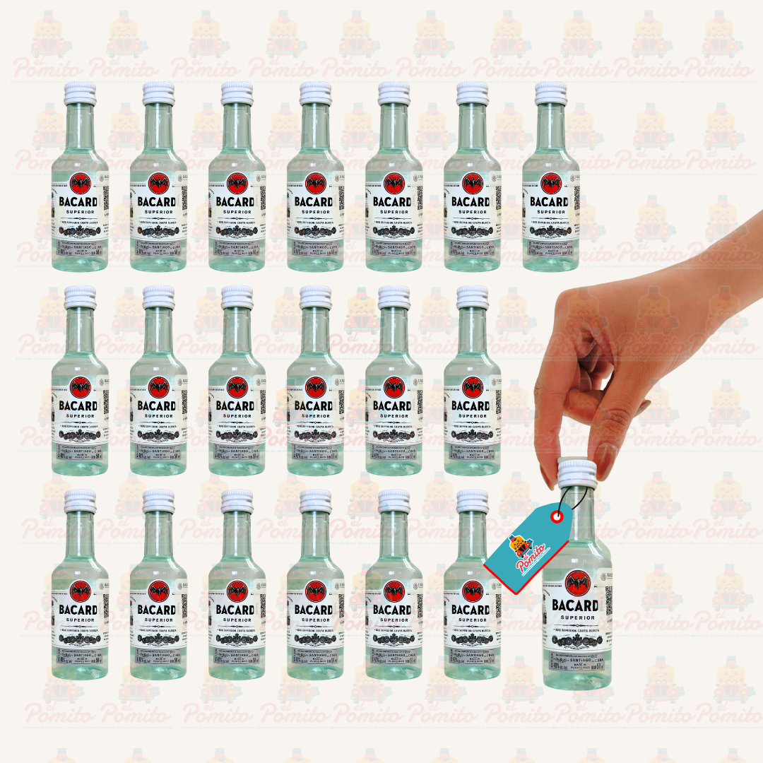 (20 Piezas) Mini Ron Bacardi 50 ml.