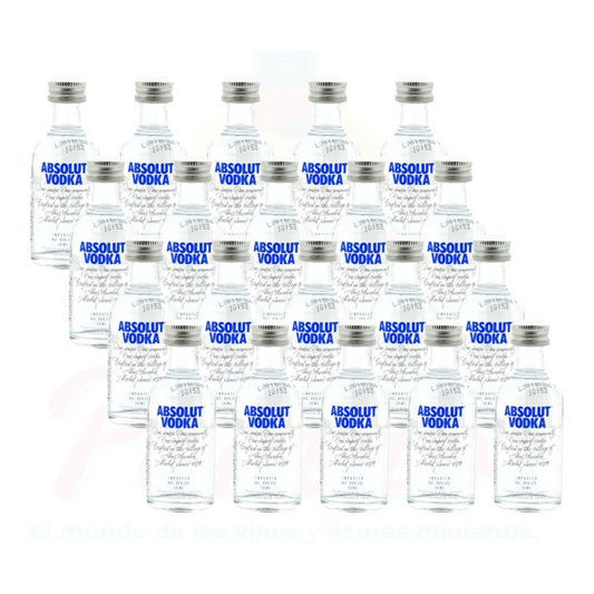 (20 Piezas) Mini Vodka Absolut Azul 50 ml.