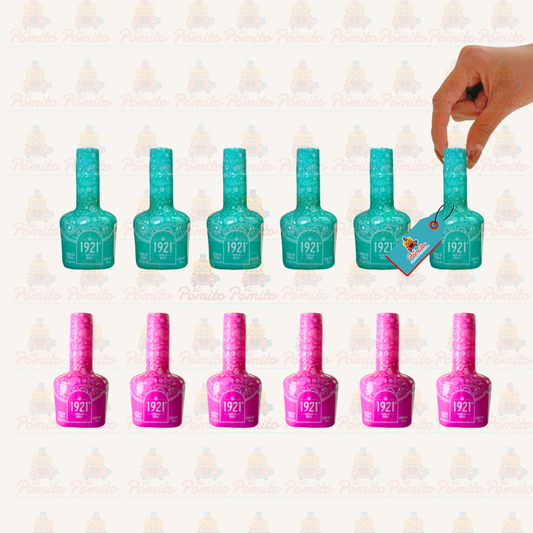 (12 piezas) Mini Crema de Tequila 1921 Verde y Rosa 50ml.