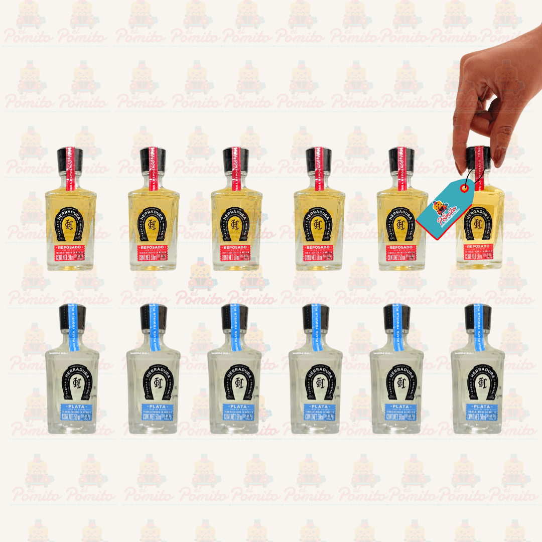 (12 piezas) Mini Tequila Herradura Plata y Reposado 50 ml.