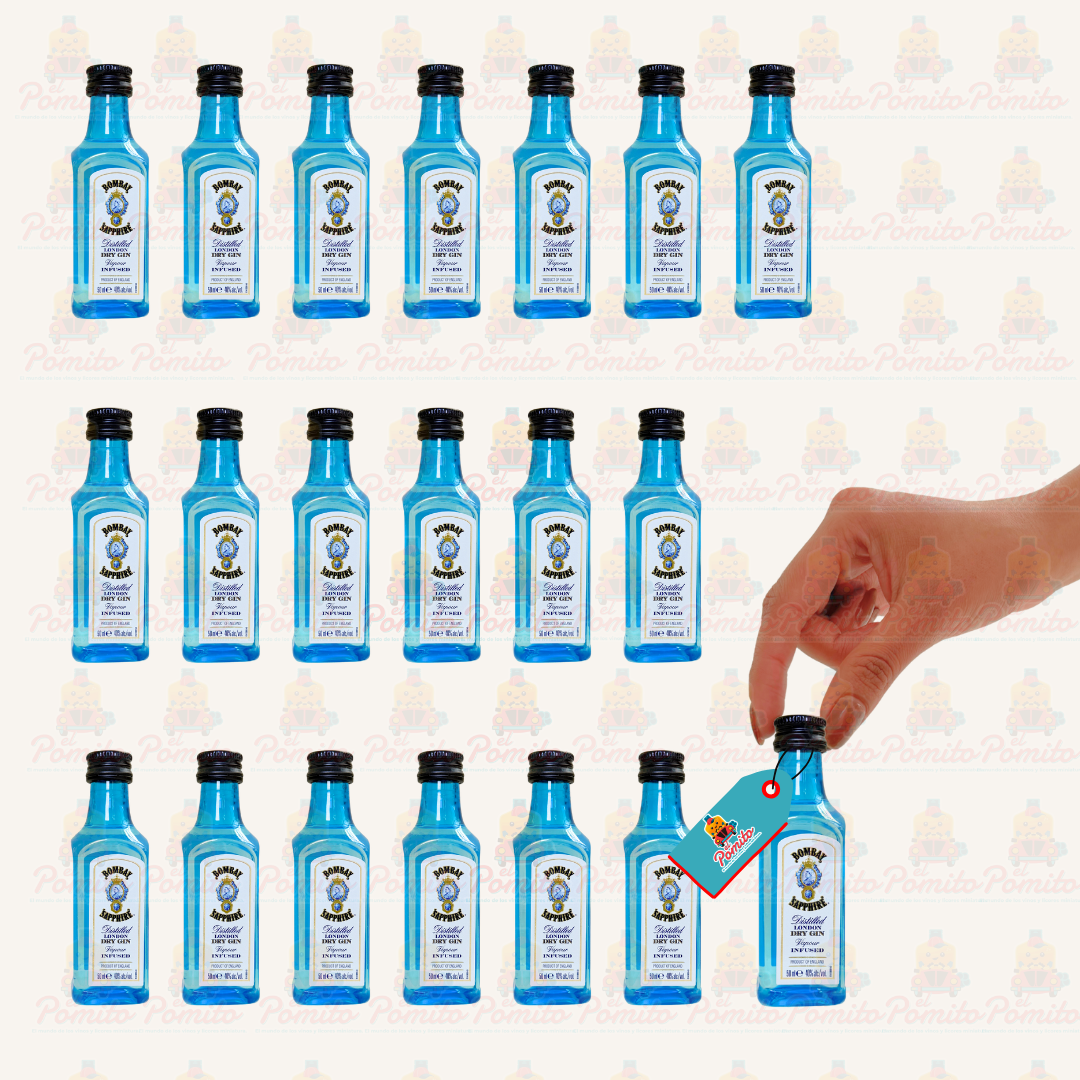 (20 Piezas) Mini Ginebra Bombay Sapphire 50 ml.