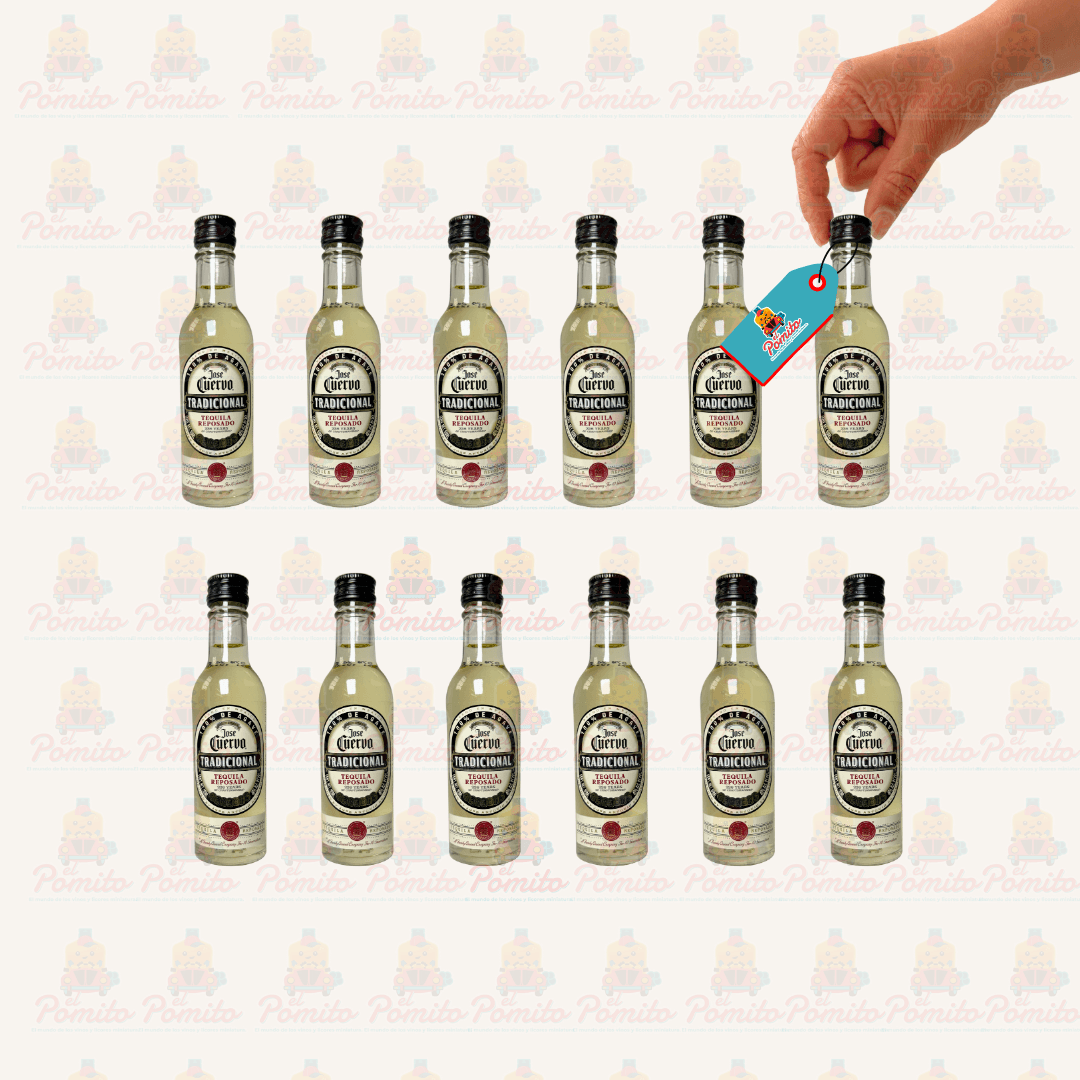 (12 Piezas) Mini Tequila Jose Cuervo Tradicional Reposado 50 ml.