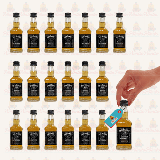 (20 piezas) Mini Whisky Jack Daniels 50 ml. Botella de Vidrio