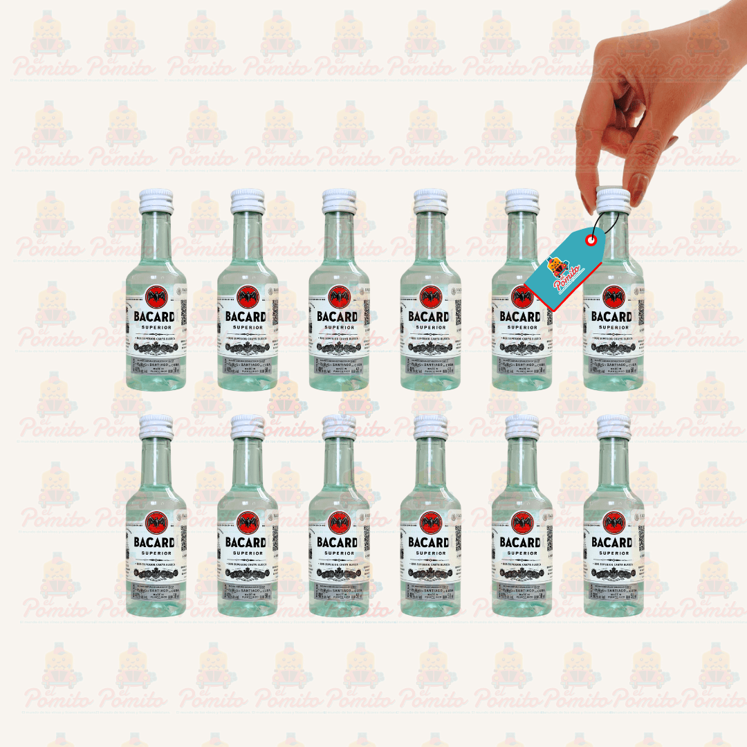 (12 piezas) Mini Ron Bacardi Blanco 50ml.
