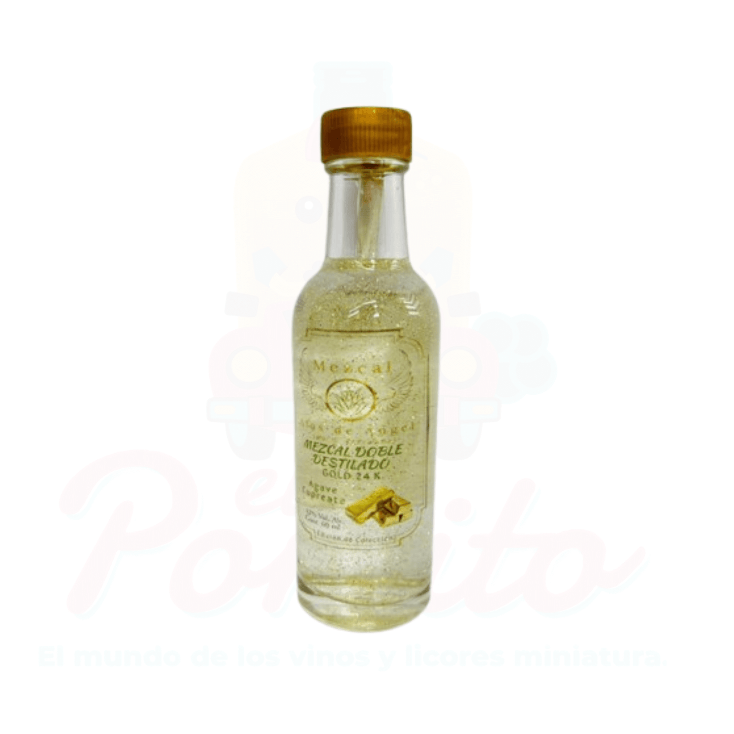 Mini Mezcal Alas de Ángel Doble Destilado Gold 24K 50ml.