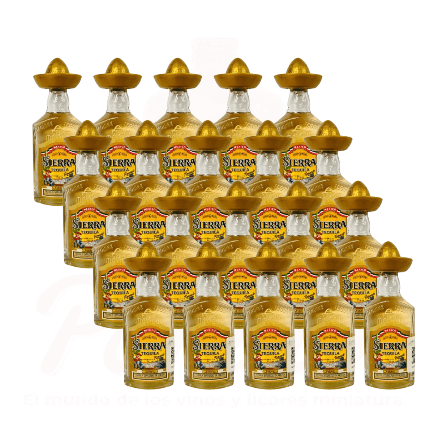 (20 Piezas) Mini Tequila Sierra Reposado 40ml.