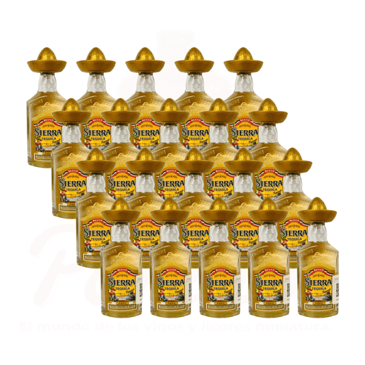 (20 Piezas) Mini Tequila Sierra Reposado 40ml.