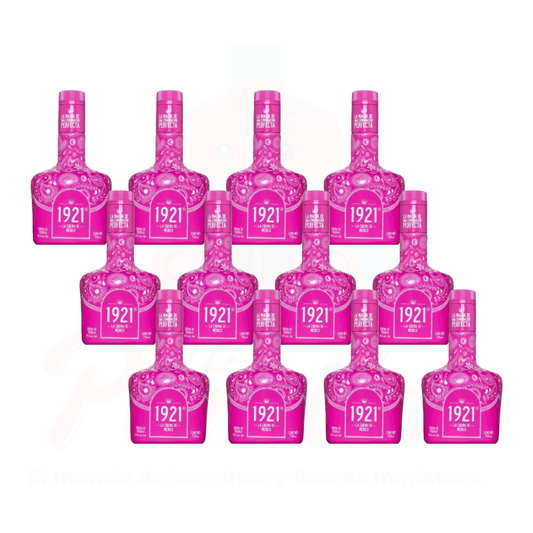 (12 piezas) Mini Crema de Tequila 1921 Rosa 50ml.