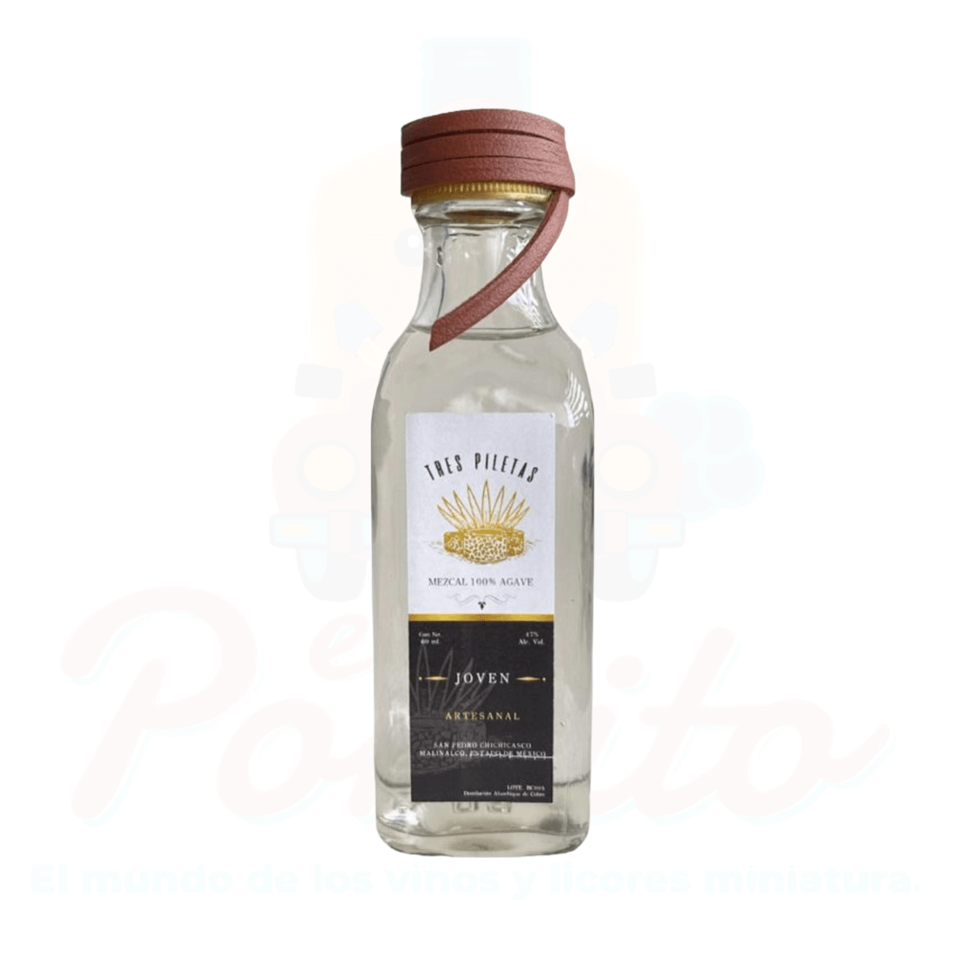 Mini Mezcal Artesanal Tres Piletas Joven 50 ml.