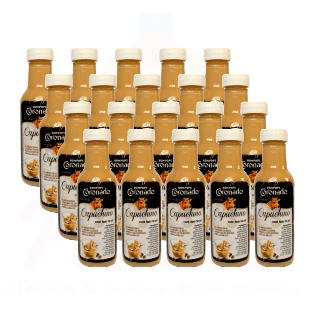 (20 Piezas) Mini Rompope Coronado Capuchino 50 ml.