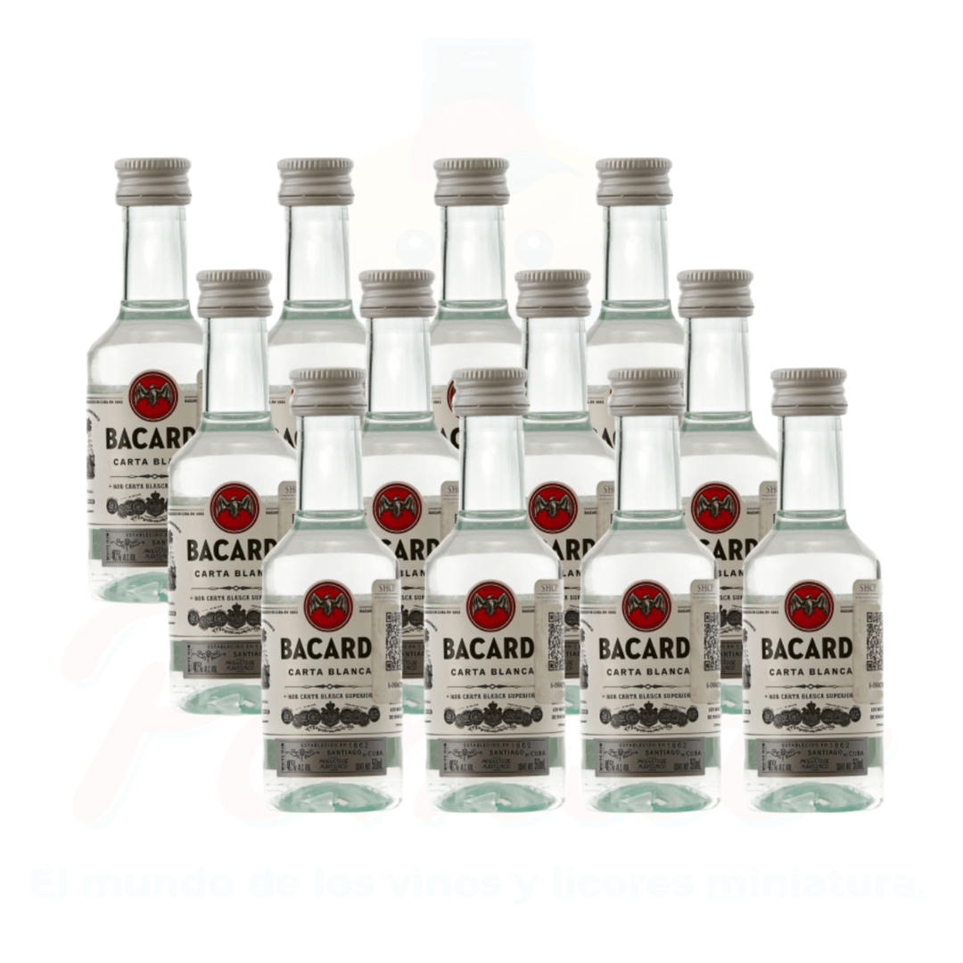 (12 piezas) Mini Ron Bacardi Blanco 50ml.