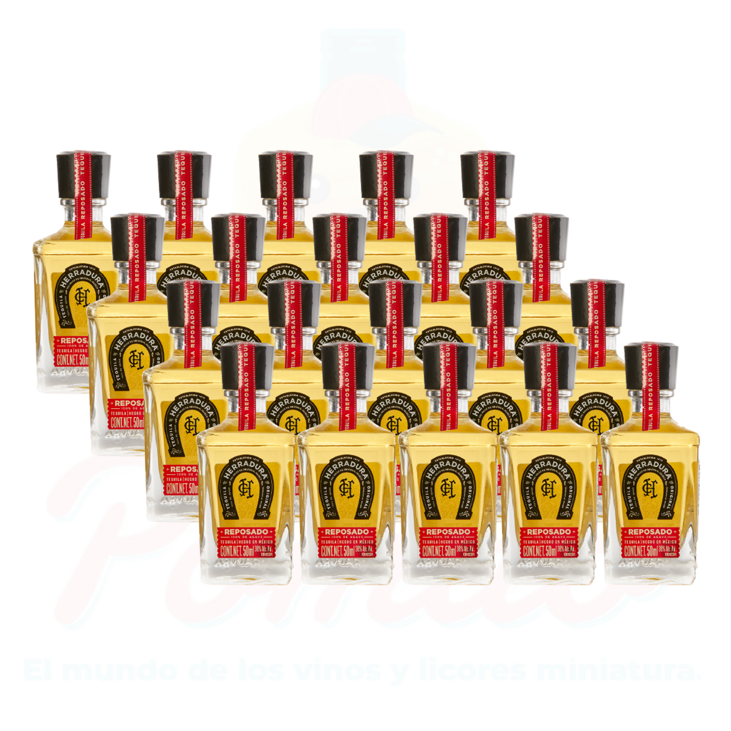 (20 Piezas) Mini Tequila Herradura Reposado 50 ml.