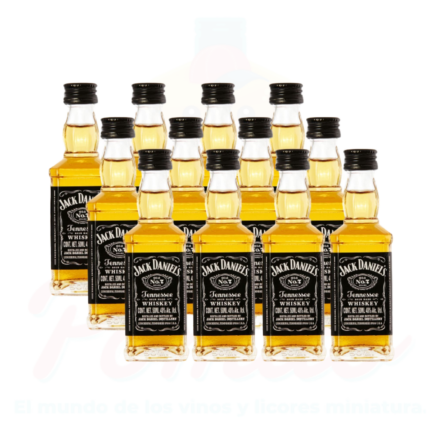 (12 piezas) Mini Whisky Jack Daniels Tennesee 50 ml. Vidrio.