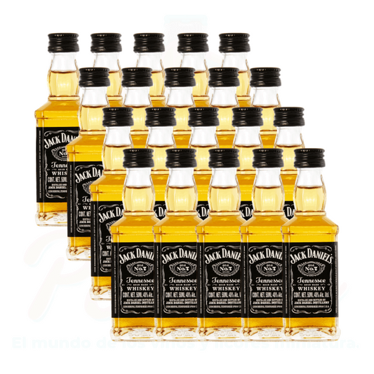 (20 piezas) Mini Whisky Jack Daniels 50 ml. Botella de Vidrio