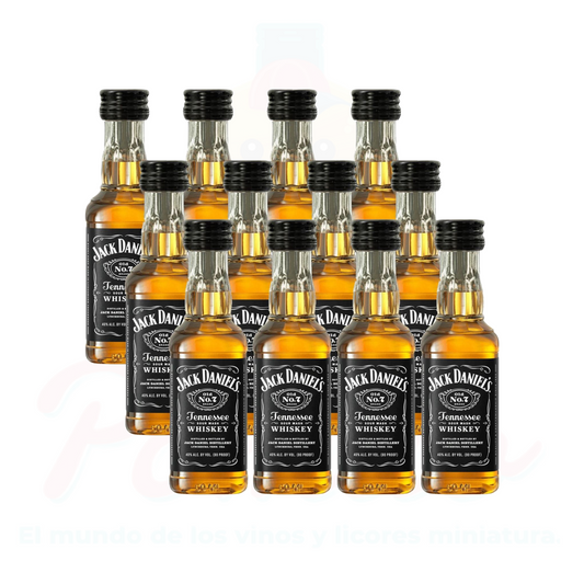 (12 piezas)Mini Whisky Jack Daniels Tennesee 50 ml. Plástico