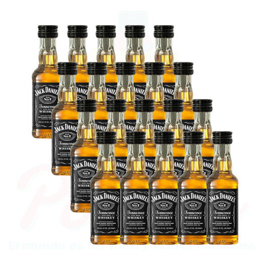 (20 Piezas) Mini Whisky Jack Daniels 50 ml. Botella de Plástico