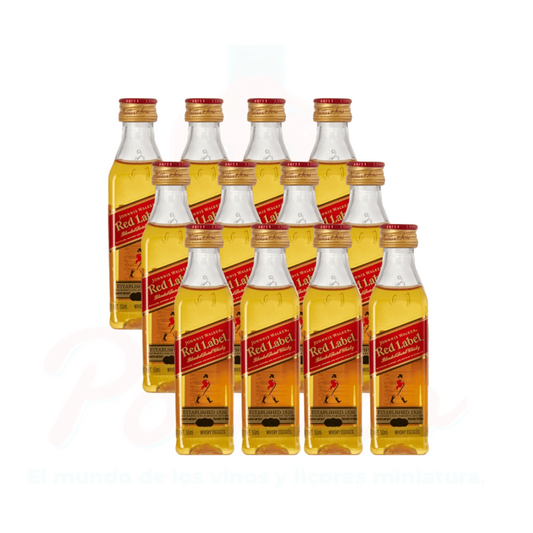 (12 piezas) Mini Whisky Johnnie Walker Red Label 50 ml.