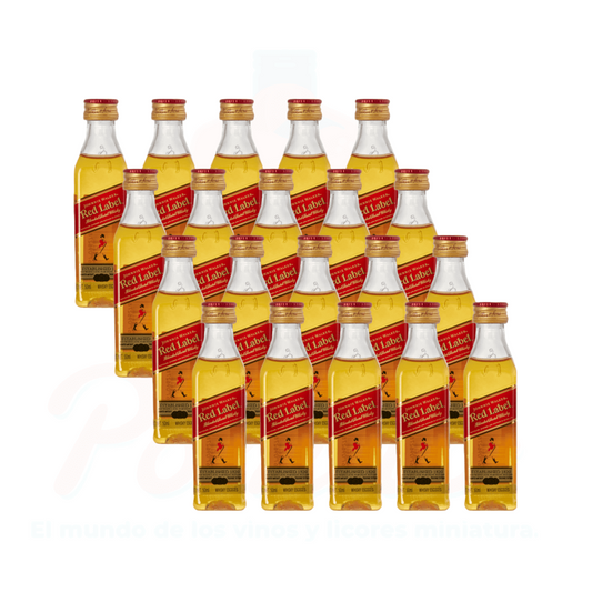 (20 Piezas) Mini Whisky Red Label 50 ml.