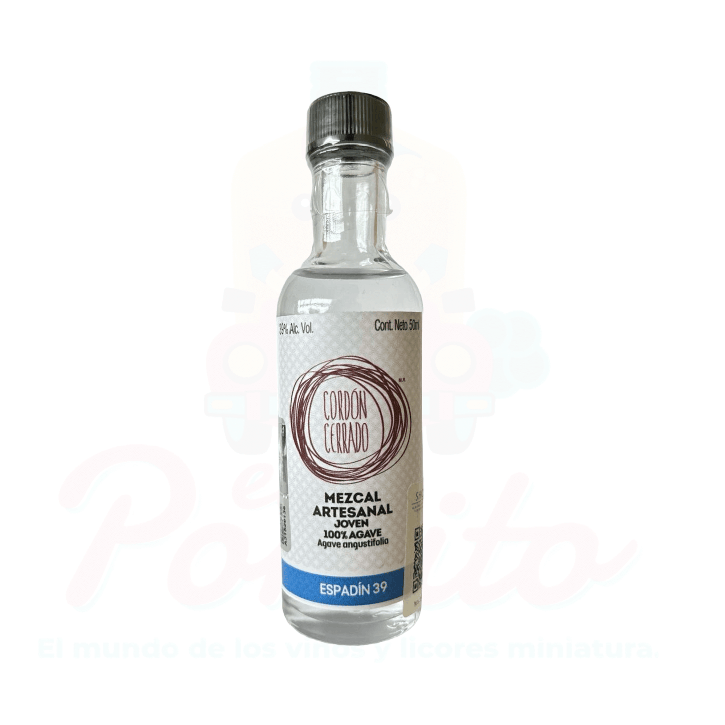 Mini Mezcal Cordón Cerrado Espadin39, 50 ml.