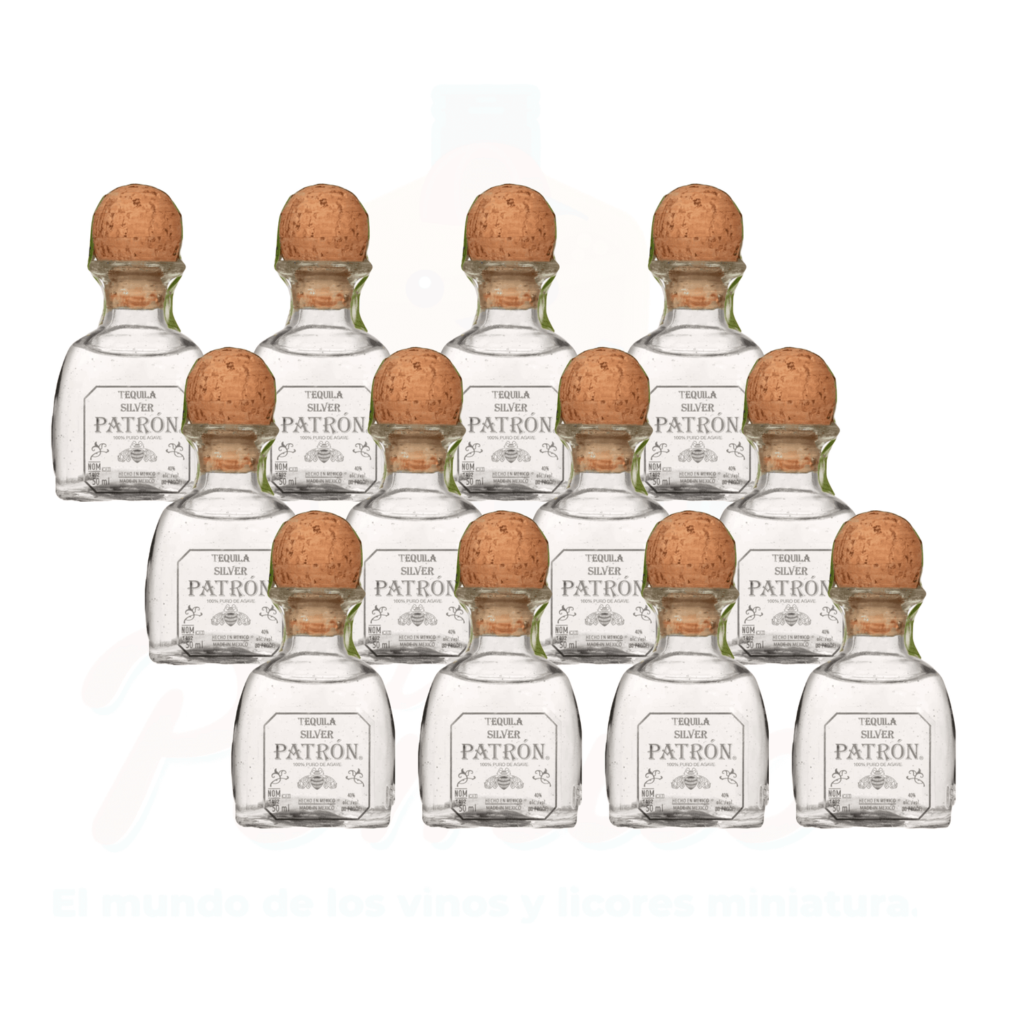 (12 piezas) Mini Tequila Patrón Silver 50 ml.